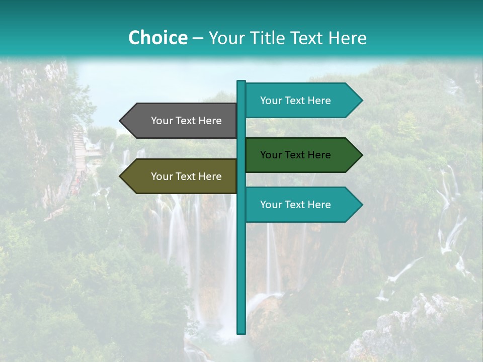 A Waterfall In The Middle Of A Lake Surrounded By Trees PowerPoint Template