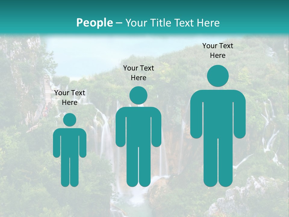 A Waterfall In The Middle Of A Lake Surrounded By Trees PowerPoint Template