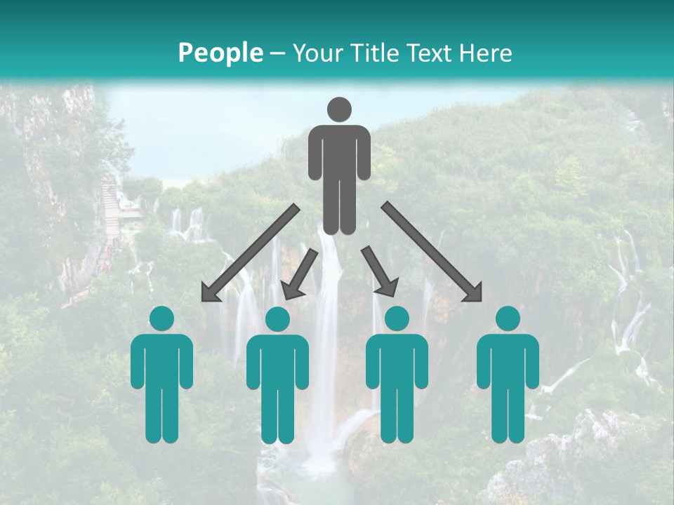 A Waterfall In The Middle Of A Lake Surrounded By Trees PowerPoint Template