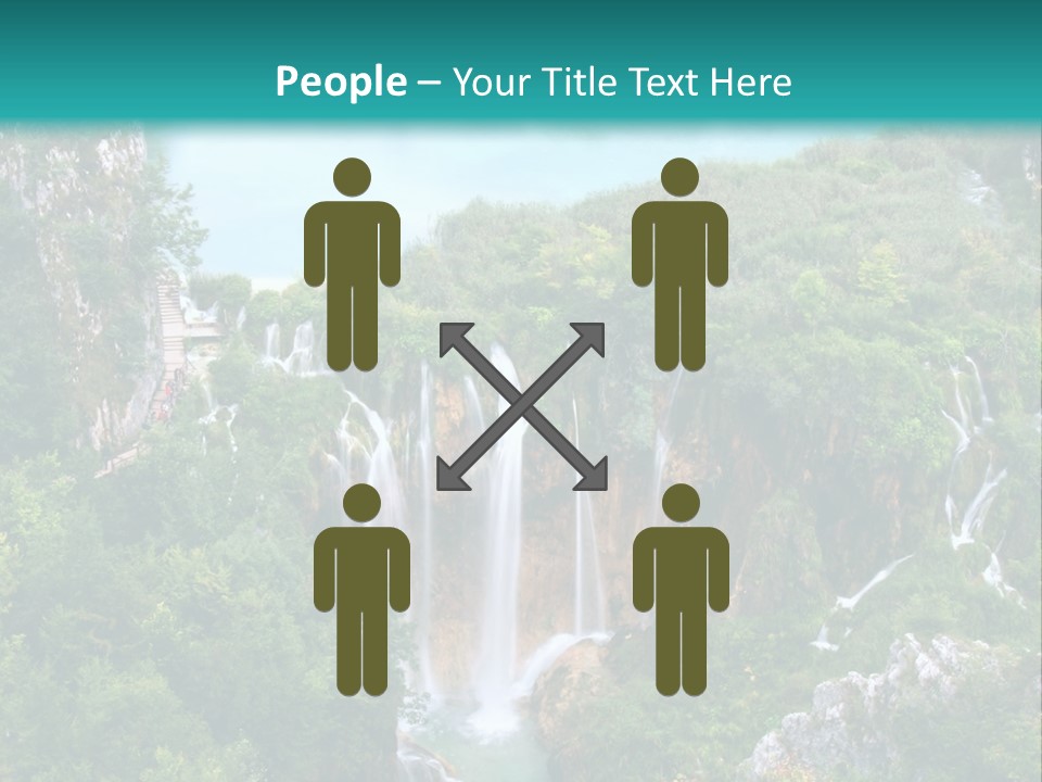 A Waterfall In The Middle Of A Lake Surrounded By Trees PowerPoint Template