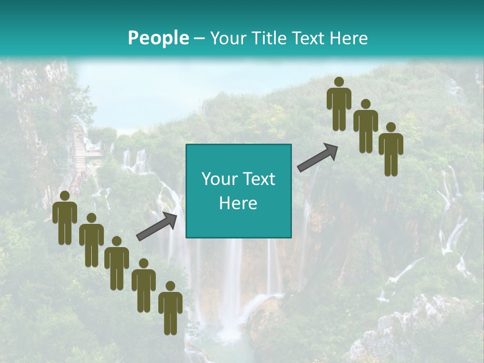 A Waterfall In The Middle Of A Lake Surrounded By Trees PowerPoint Template