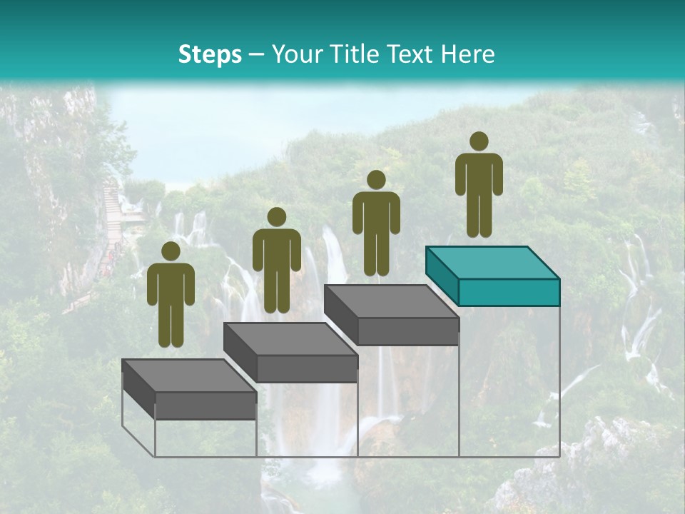 A Waterfall In The Middle Of A Lake Surrounded By Trees PowerPoint Template