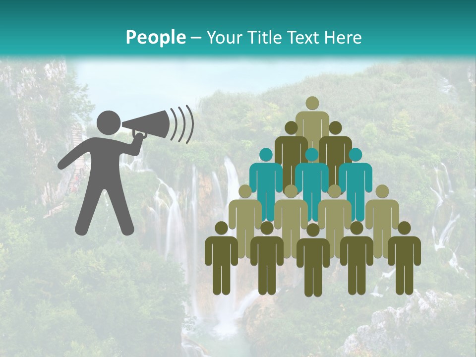 A Waterfall In The Middle Of A Lake Surrounded By Trees PowerPoint Template