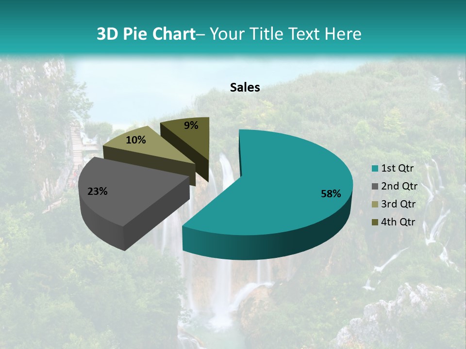 A Waterfall In The Middle Of A Lake Surrounded By Trees PowerPoint Template