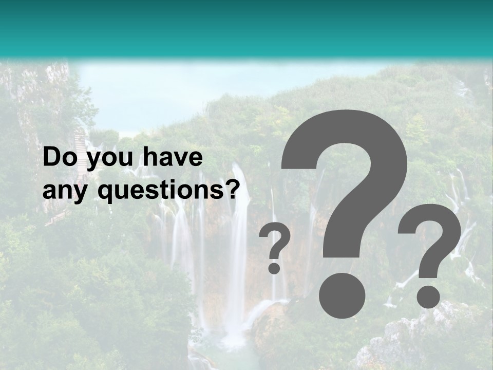 A Waterfall In The Middle Of A Lake Surrounded By Trees PowerPoint Template