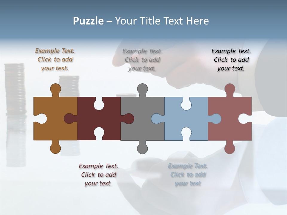 A Hand Putting A Coin Into A Pile Of Coins PowerPoint Template