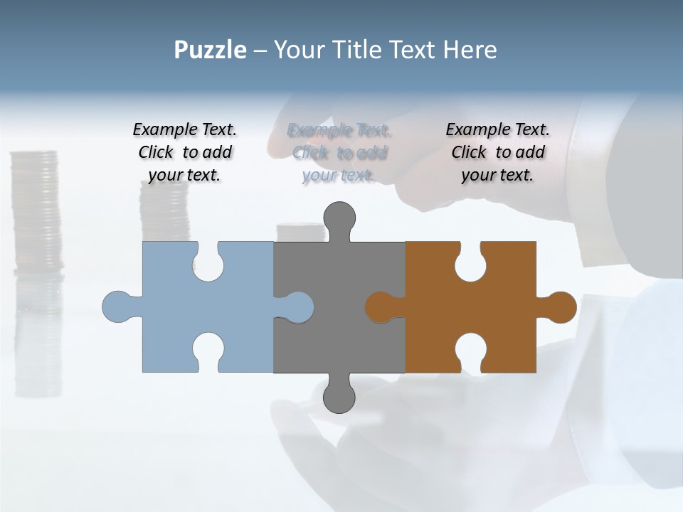 A Hand Putting A Coin Into A Pile Of Coins PowerPoint Template