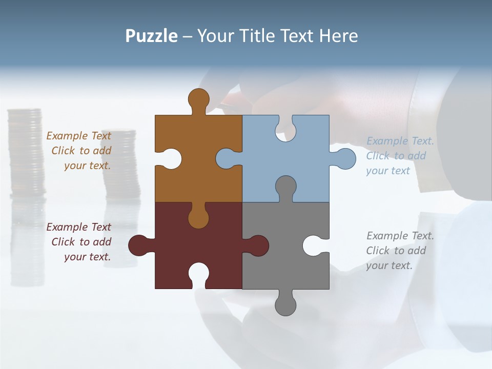 A Hand Putting A Coin Into A Pile Of Coins PowerPoint Template