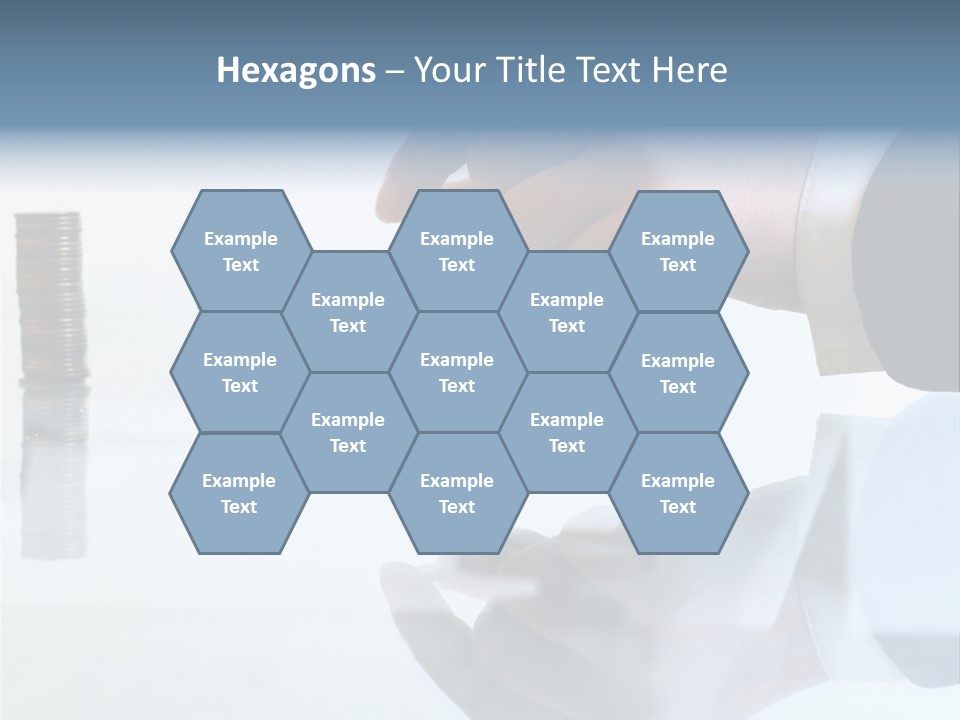 A Hand Putting A Coin Into A Pile Of Coins PowerPoint Template