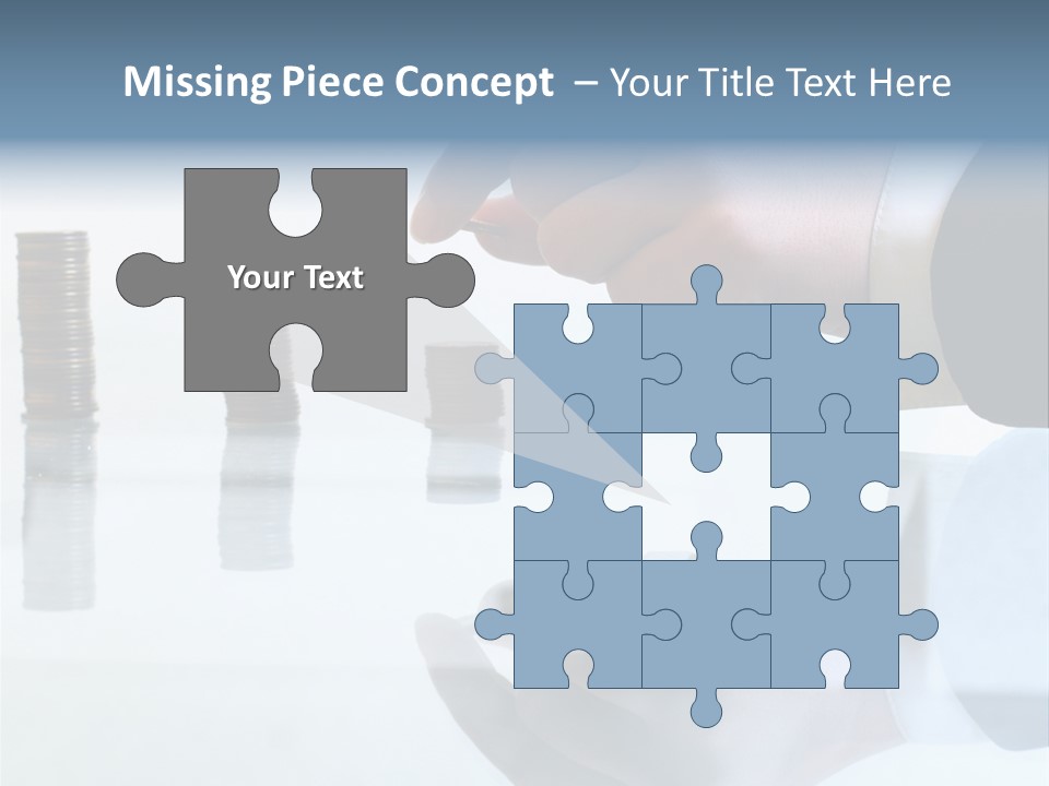 A Hand Putting A Coin Into A Pile Of Coins PowerPoint Template