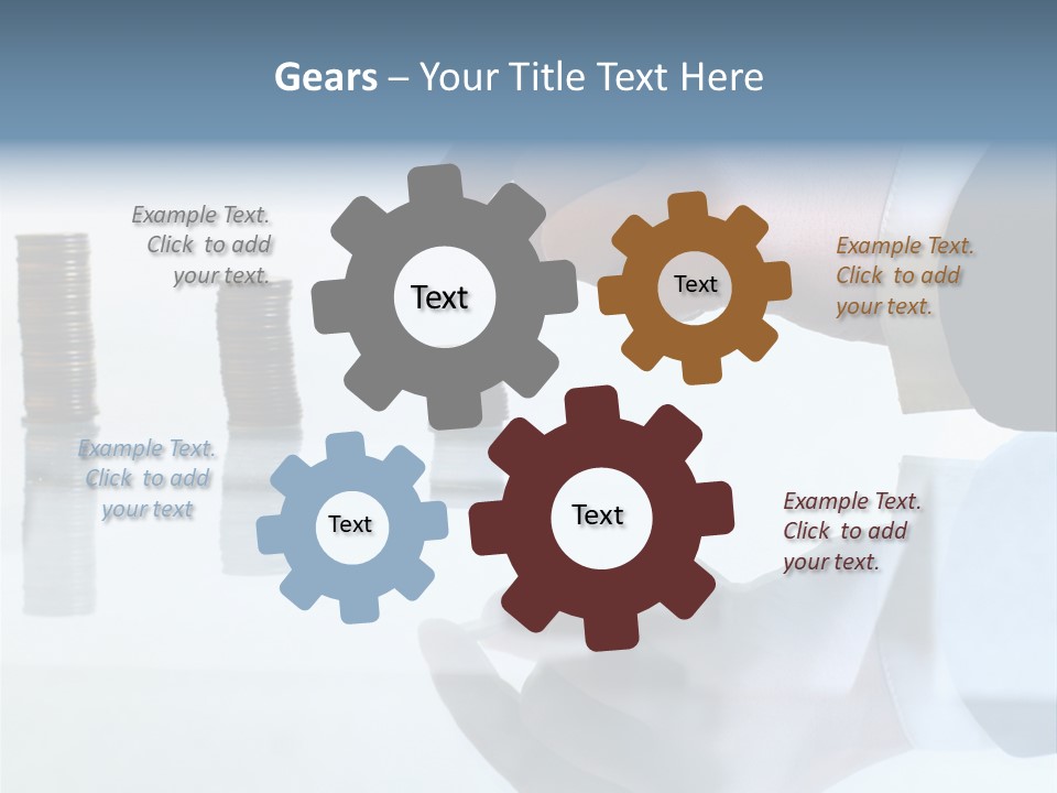 A Hand Putting A Coin Into A Pile Of Coins PowerPoint Template