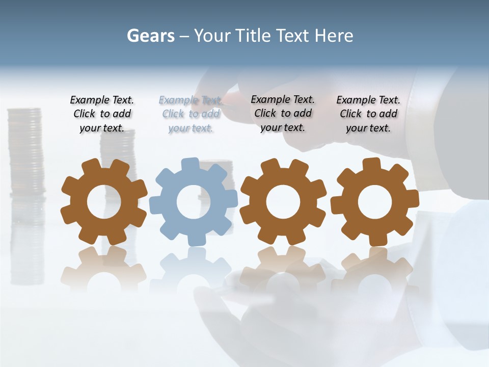 A Hand Putting A Coin Into A Pile Of Coins PowerPoint Template