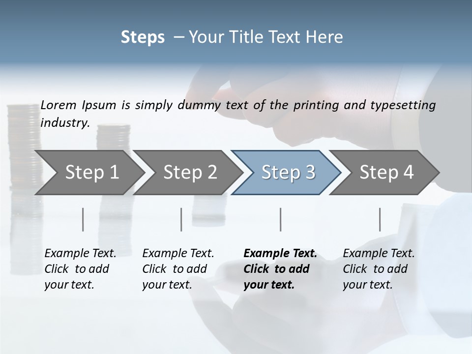 A Hand Putting A Coin Into A Pile Of Coins PowerPoint Template