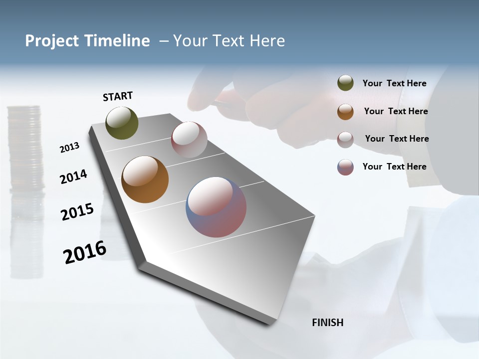 A Hand Putting A Coin Into A Pile Of Coins PowerPoint Template