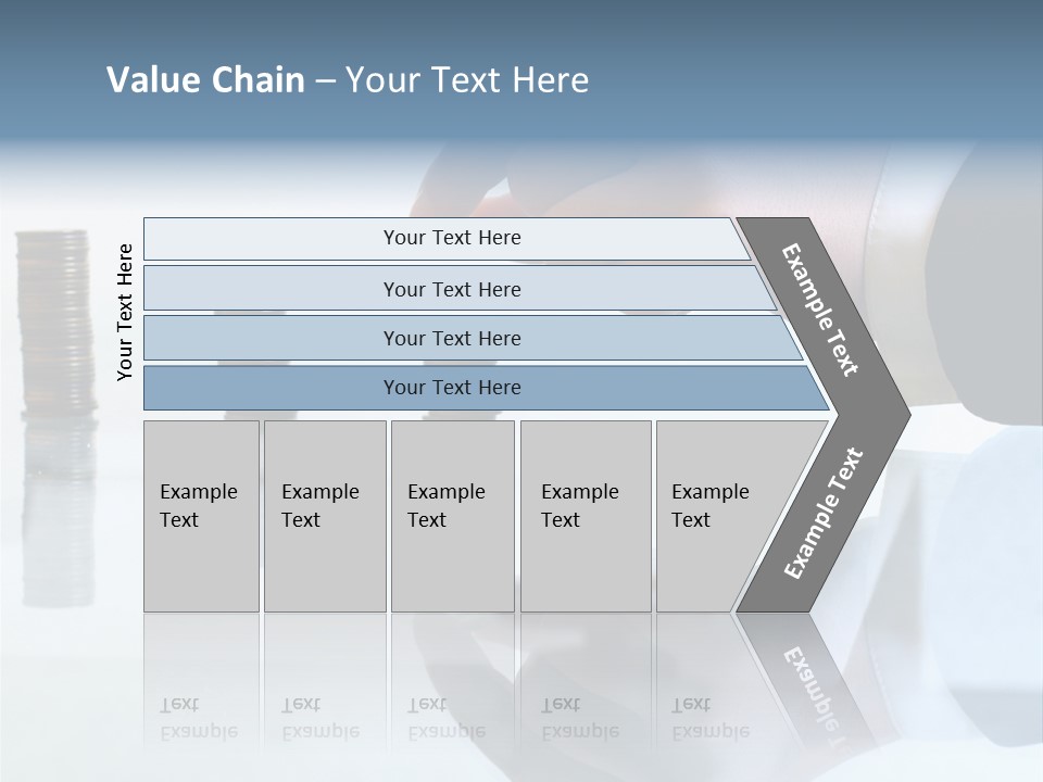 A Hand Putting A Coin Into A Pile Of Coins PowerPoint Template