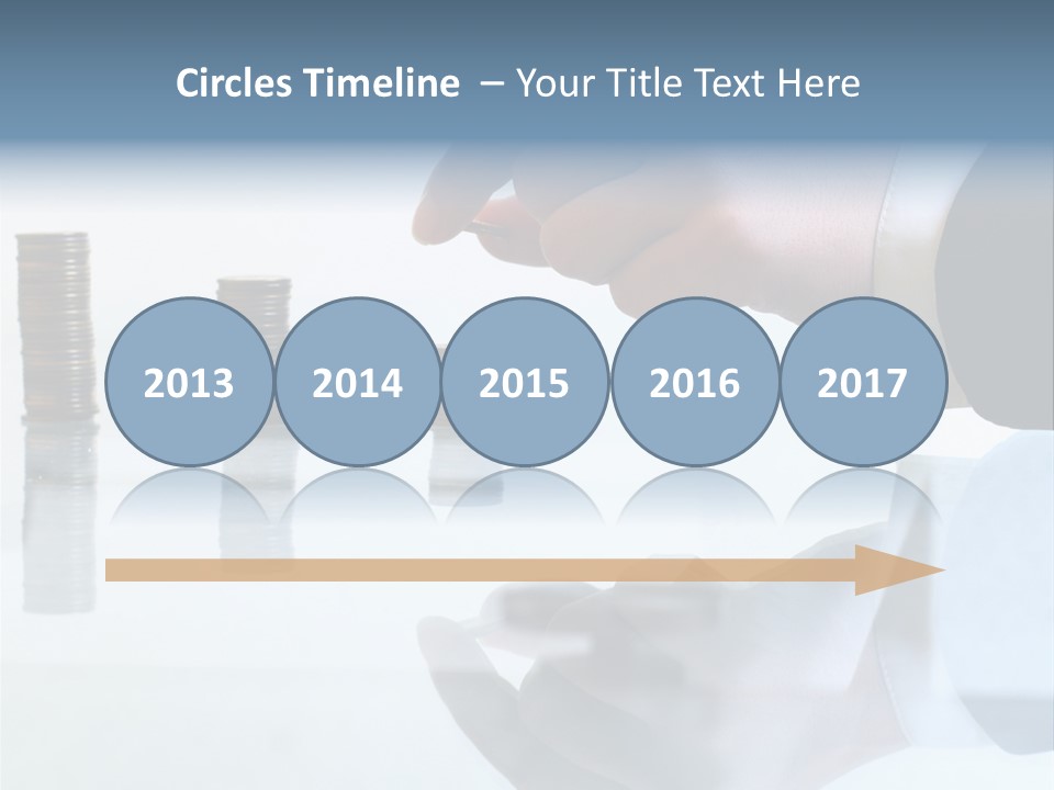 A Hand Putting A Coin Into A Pile Of Coins PowerPoint Template