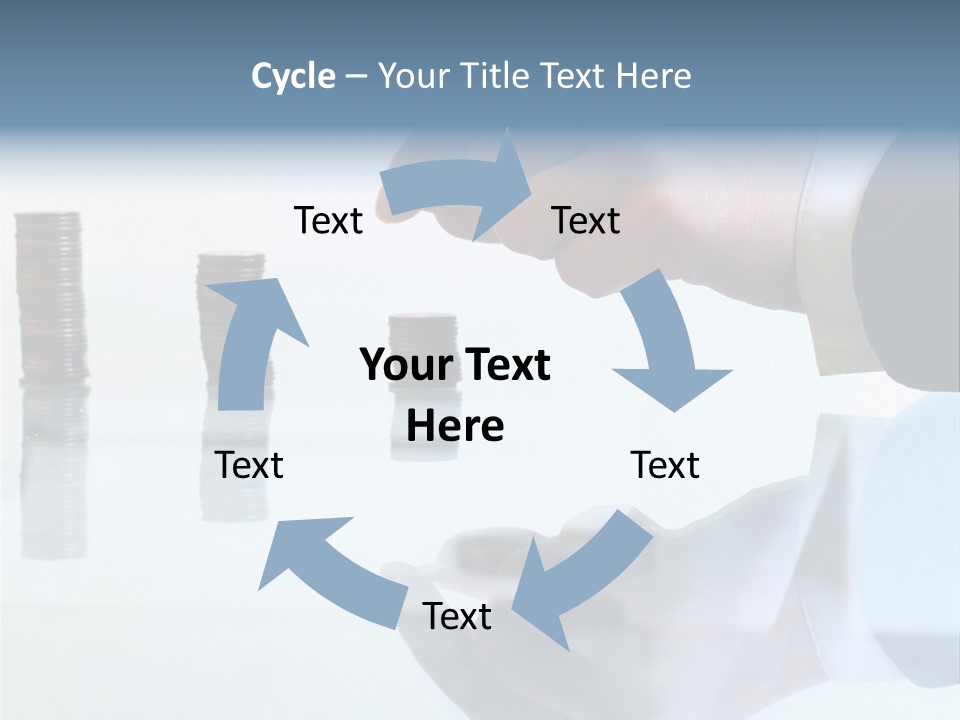 A Hand Putting A Coin Into A Pile Of Coins PowerPoint Template