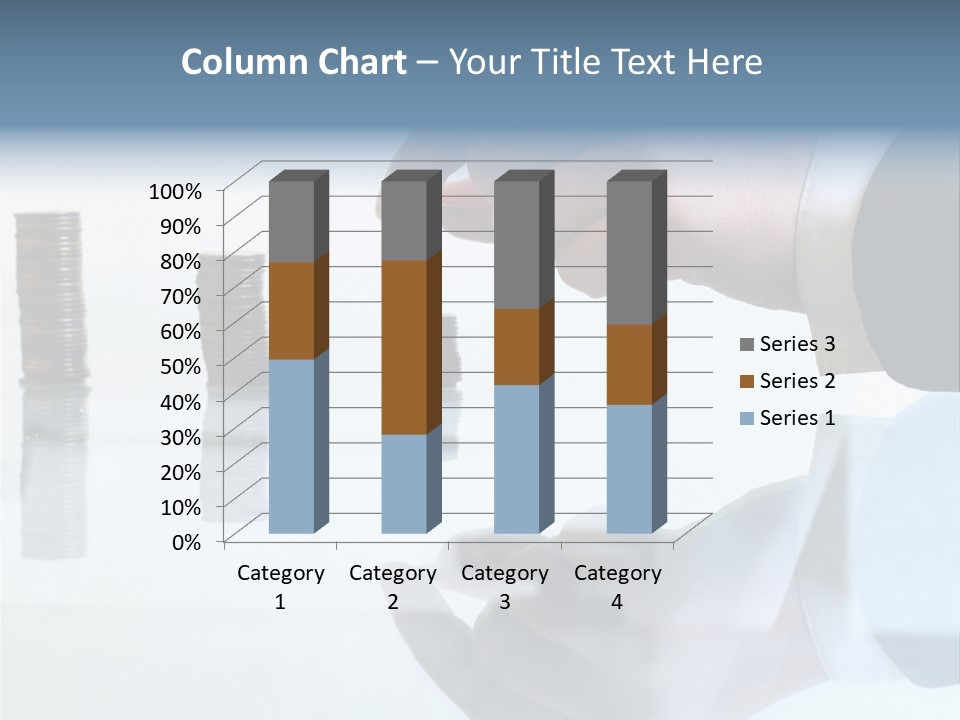 A Hand Putting A Coin Into A Pile Of Coins PowerPoint Template