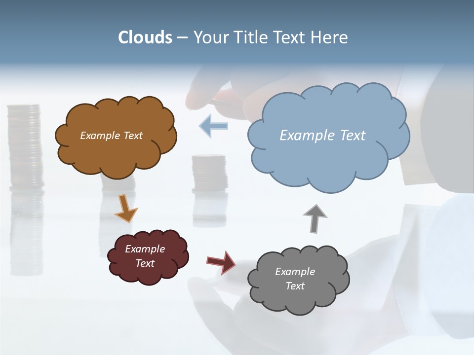 A Hand Putting A Coin Into A Pile Of Coins PowerPoint Template