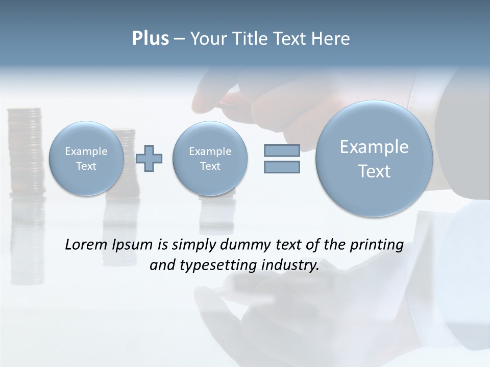 A Hand Putting A Coin Into A Pile Of Coins PowerPoint Template