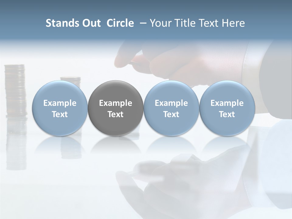 A Hand Putting A Coin Into A Pile Of Coins PowerPoint Template