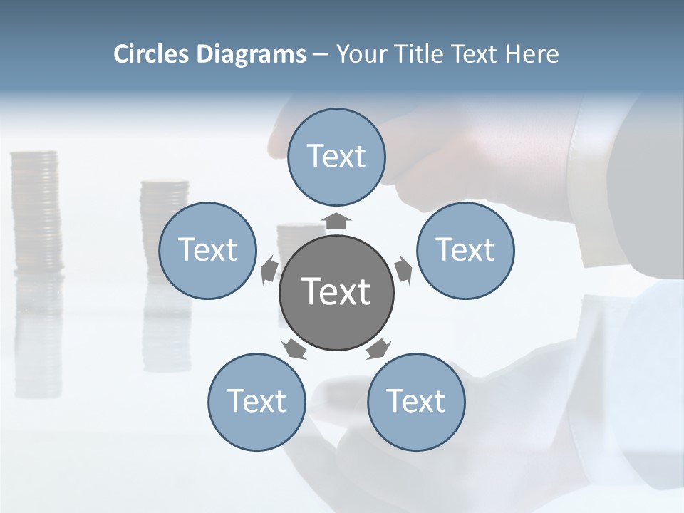 A Hand Putting A Coin Into A Pile Of Coins PowerPoint Template