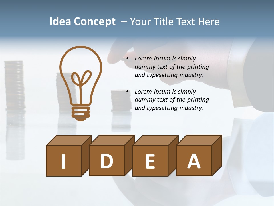 A Hand Putting A Coin Into A Pile Of Coins PowerPoint Template