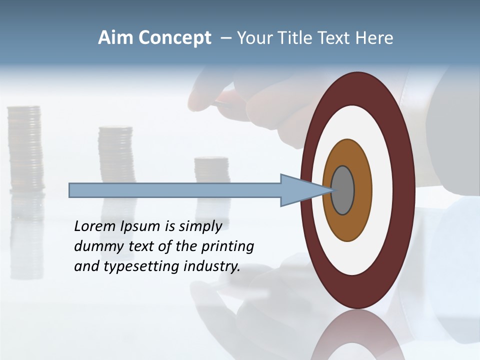 A Hand Putting A Coin Into A Pile Of Coins PowerPoint Template