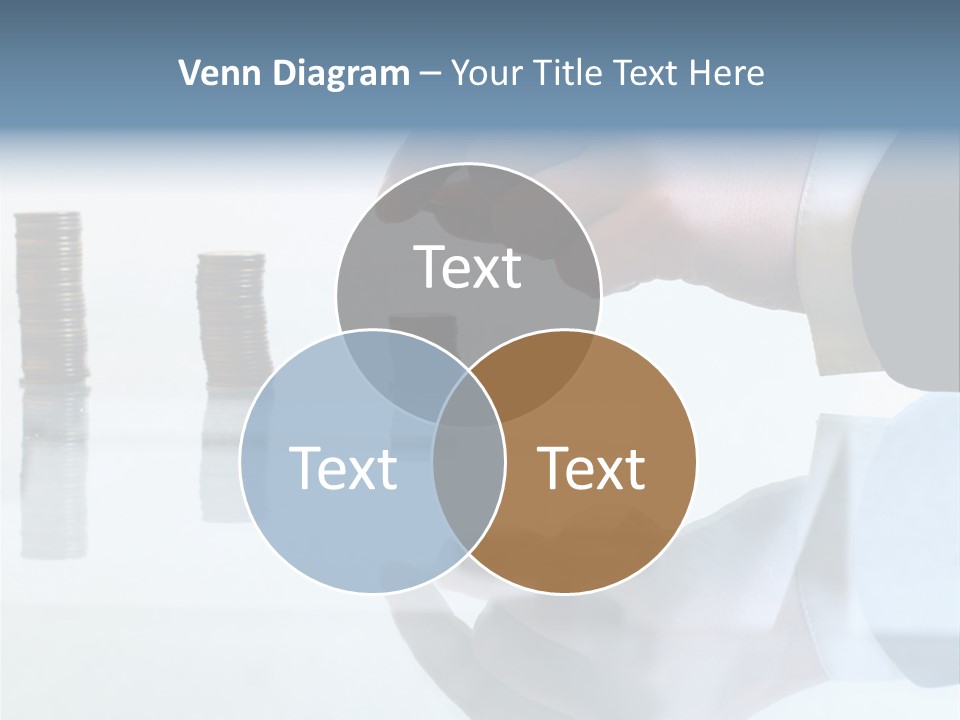 A Hand Putting A Coin Into A Pile Of Coins PowerPoint Template