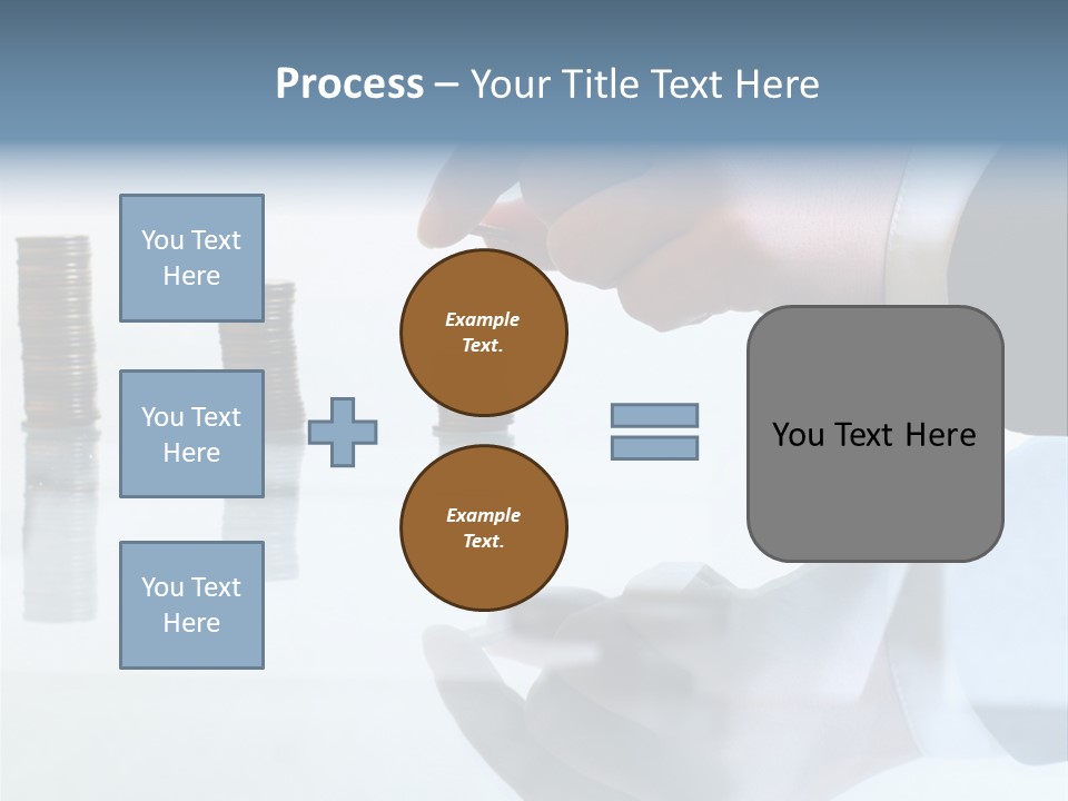 A Hand Putting A Coin Into A Pile Of Coins PowerPoint Template