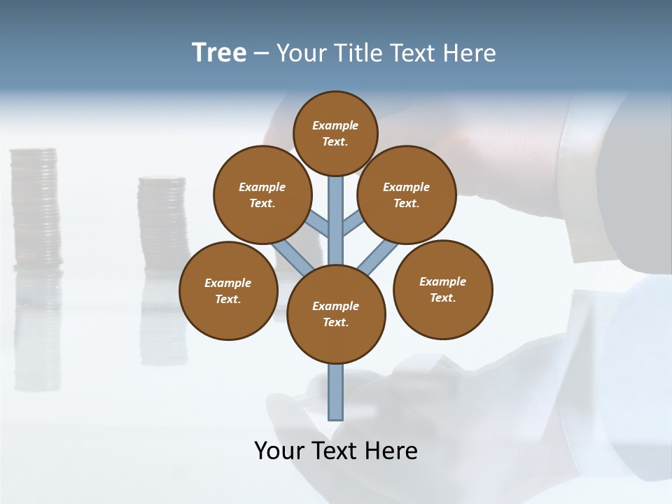 A Hand Putting A Coin Into A Pile Of Coins PowerPoint Template