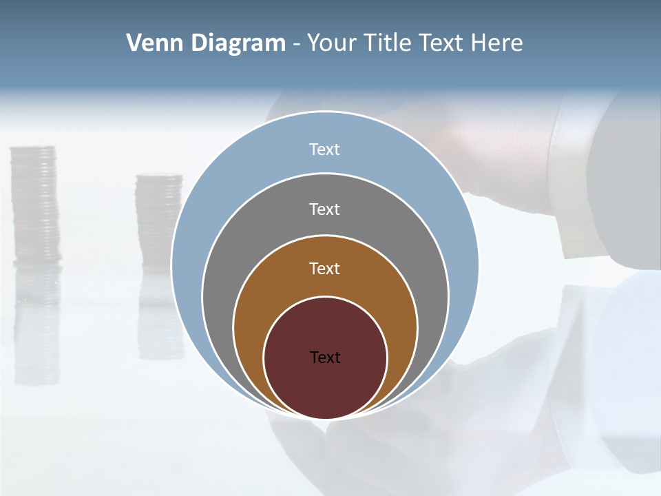 A Hand Putting A Coin Into A Pile Of Coins PowerPoint Template