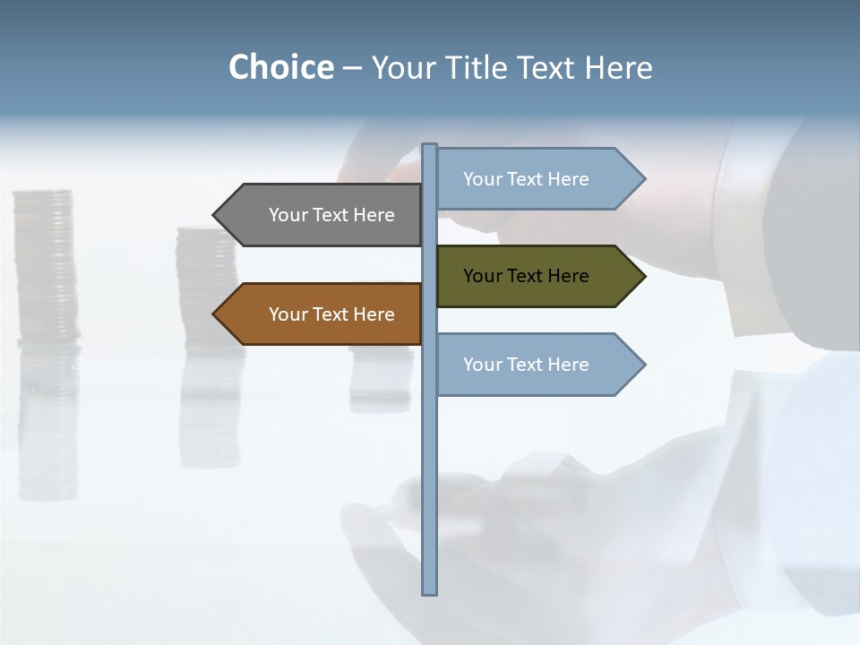 A Hand Putting A Coin Into A Pile Of Coins PowerPoint Template