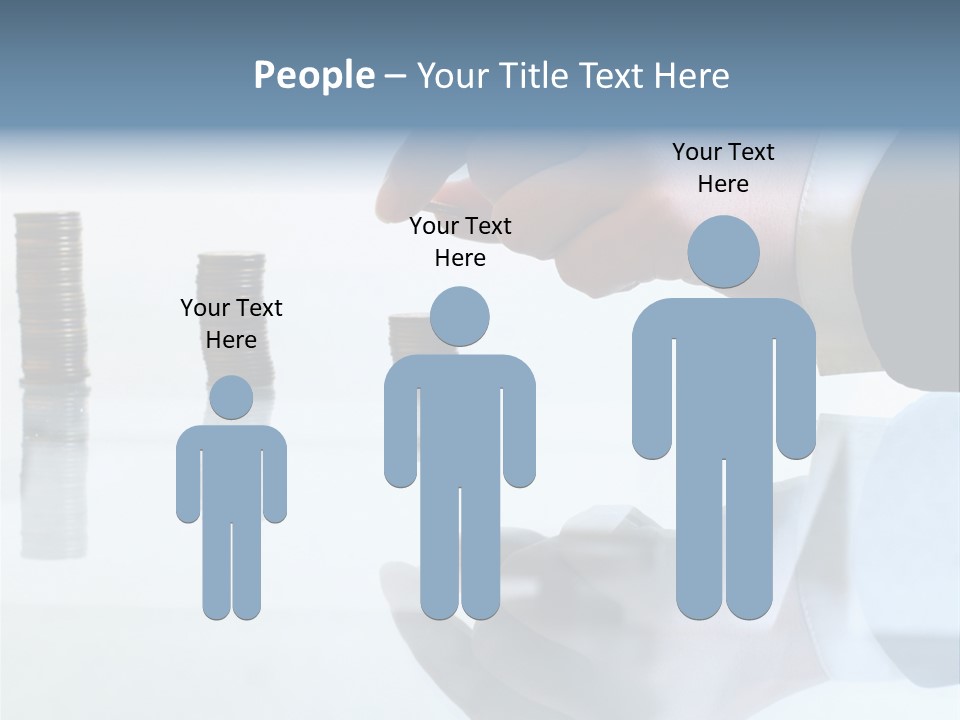 A Hand Putting A Coin Into A Pile Of Coins PowerPoint Template