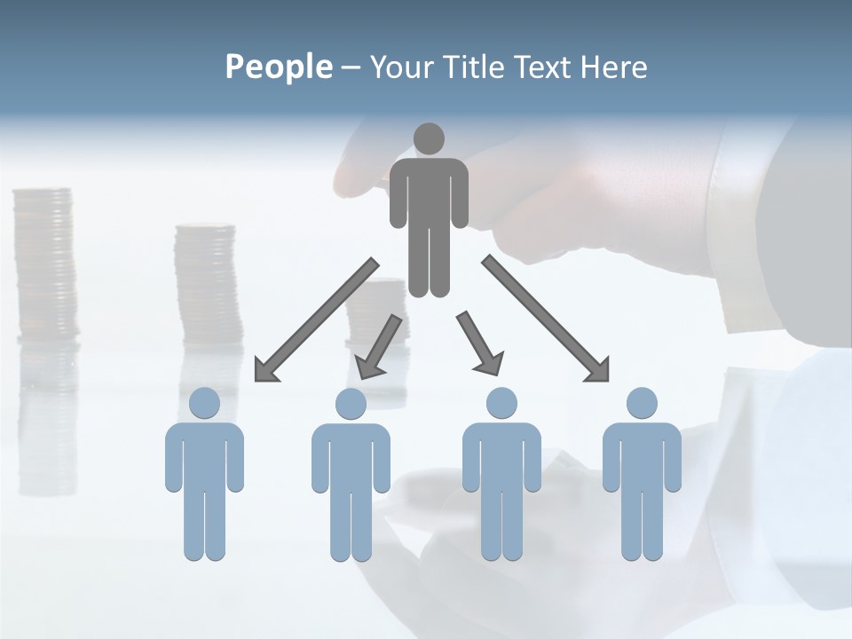 A Hand Putting A Coin Into A Pile Of Coins PowerPoint Template