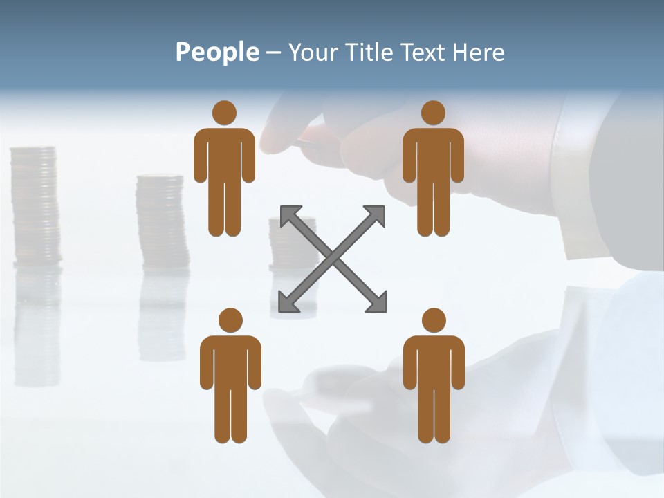 A Hand Putting A Coin Into A Pile Of Coins PowerPoint Template