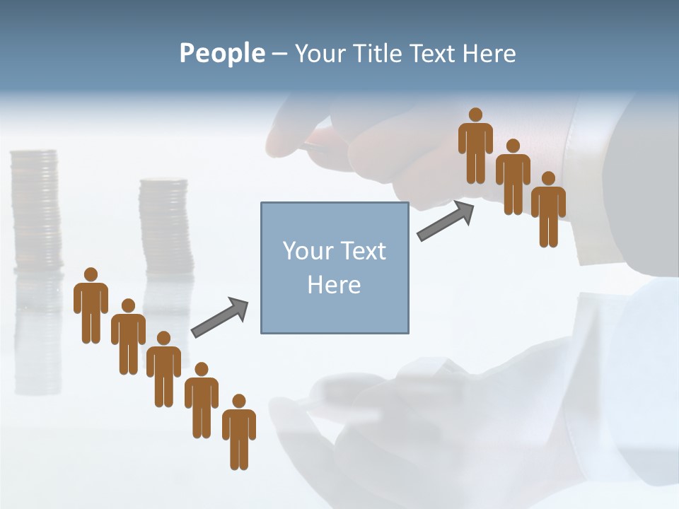 A Hand Putting A Coin Into A Pile Of Coins PowerPoint Template