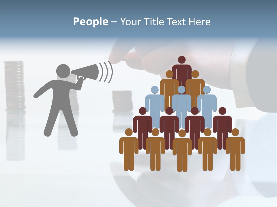 A Hand Putting A Coin Into A Pile Of Coins PowerPoint Template