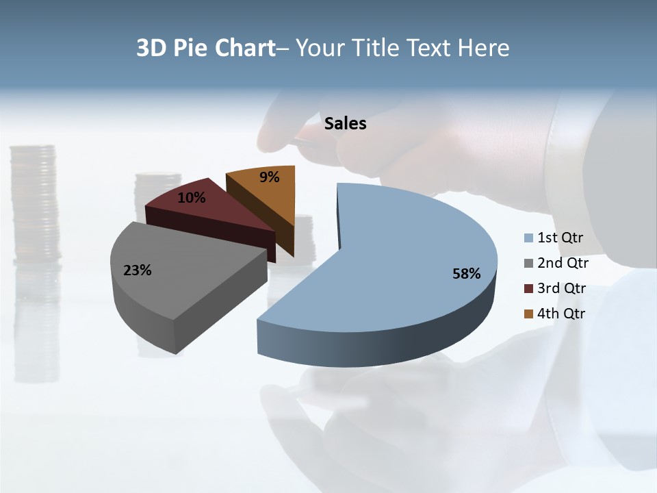 A Hand Putting A Coin Into A Pile Of Coins PowerPoint Template