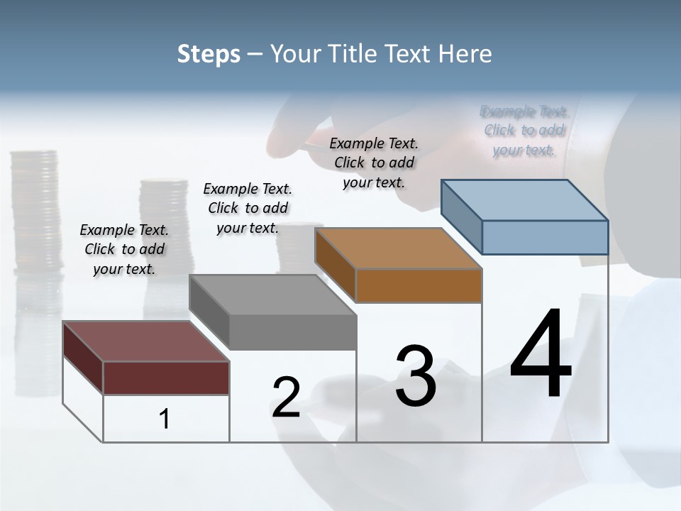 A Hand Putting A Coin Into A Pile Of Coins PowerPoint Template