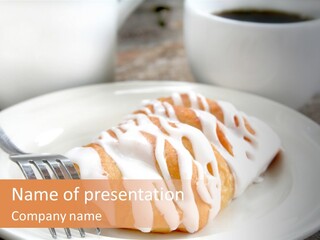 A Cheese Danish And Coffee For Breakfast. PowerPoint Template