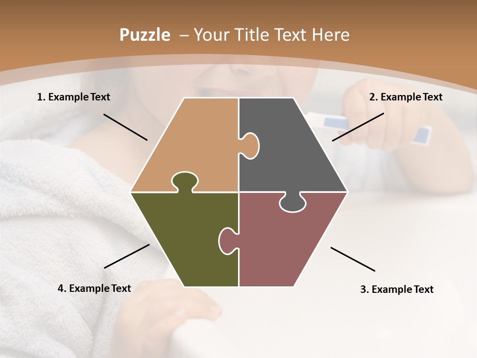 Little Girl Brushing Teeth In Bathroom PowerPoint Template