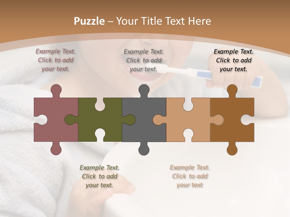 Little Girl Brushing Teeth In Bathroom PowerPoint Template