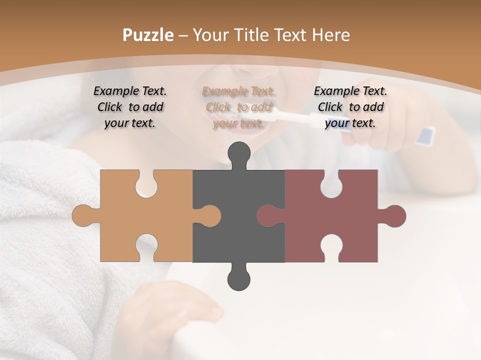 Little Girl Brushing Teeth In Bathroom PowerPoint Template