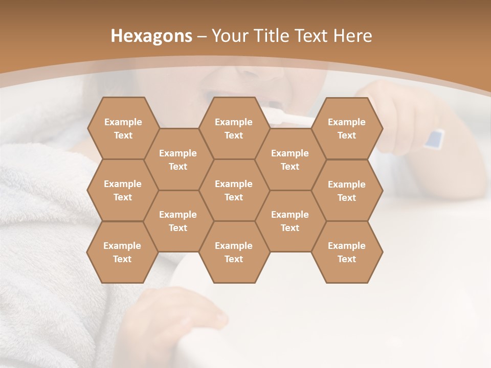 Little Girl Brushing Teeth In Bathroom PowerPoint Template