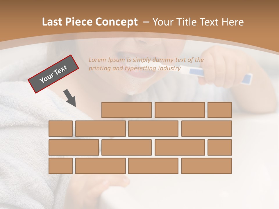 Little Girl Brushing Teeth In Bathroom PowerPoint Template