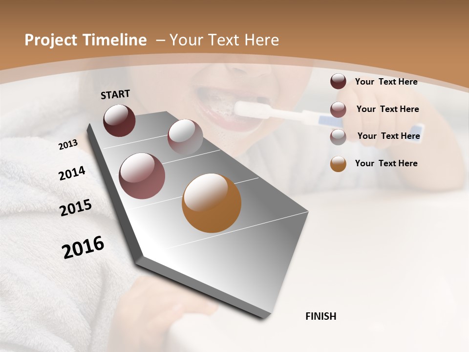 Little Girl Brushing Teeth In Bathroom PowerPoint Template