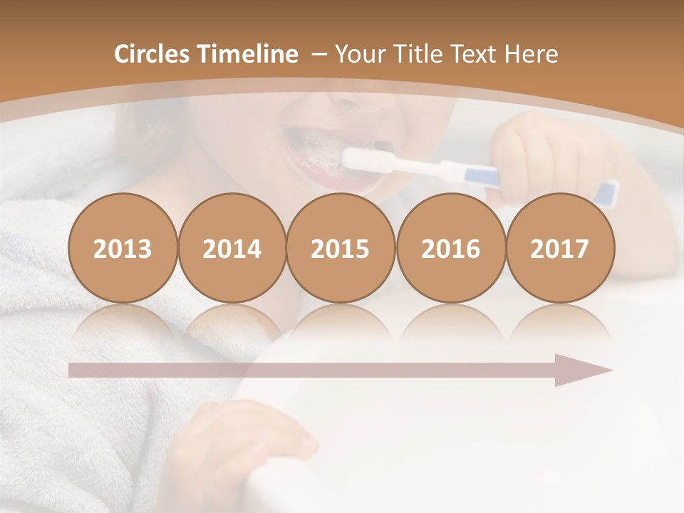 Little Girl Brushing Teeth In Bathroom PowerPoint Template