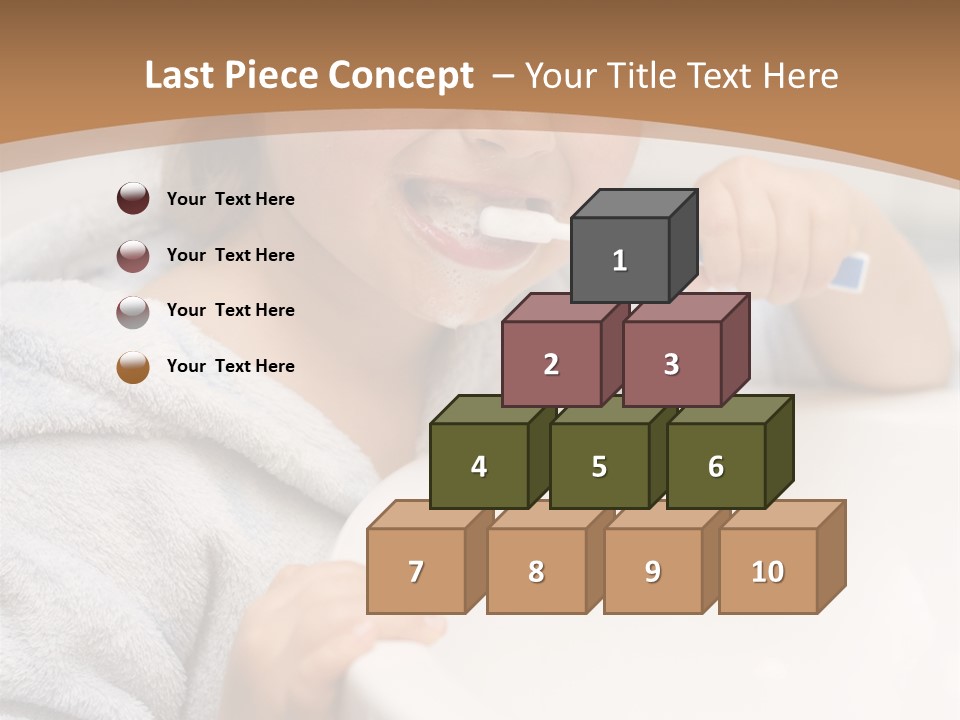 Little Girl Brushing Teeth In Bathroom PowerPoint Template