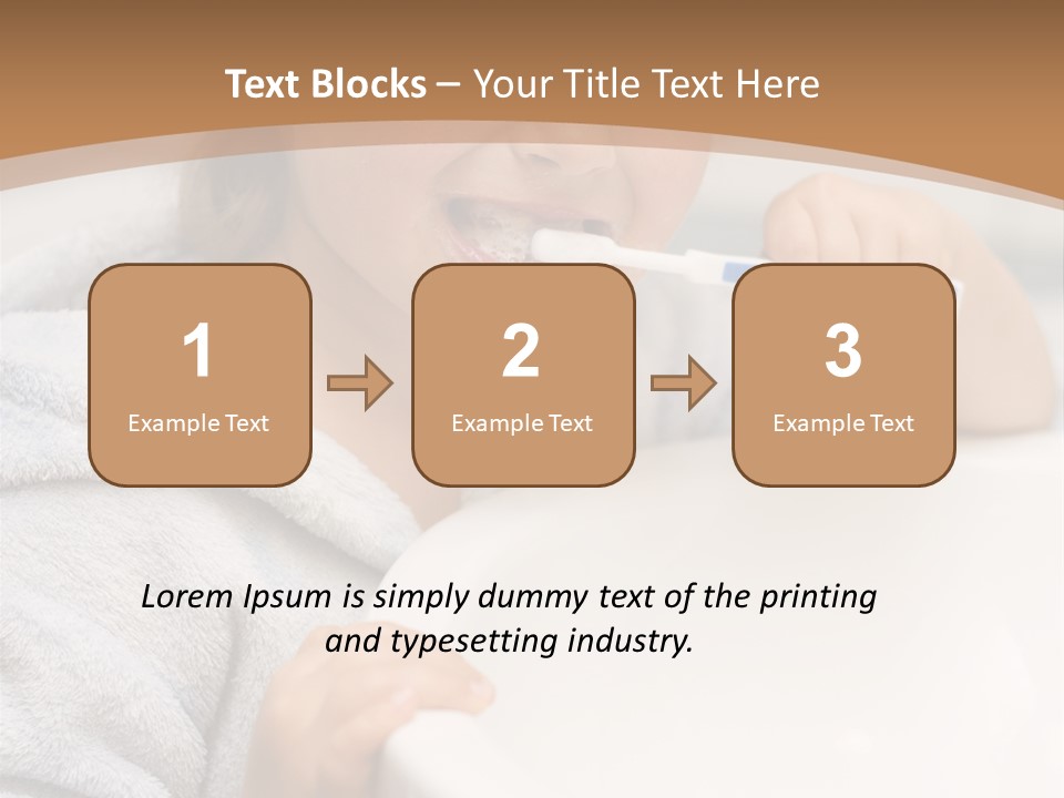 Little Girl Brushing Teeth In Bathroom PowerPoint Template